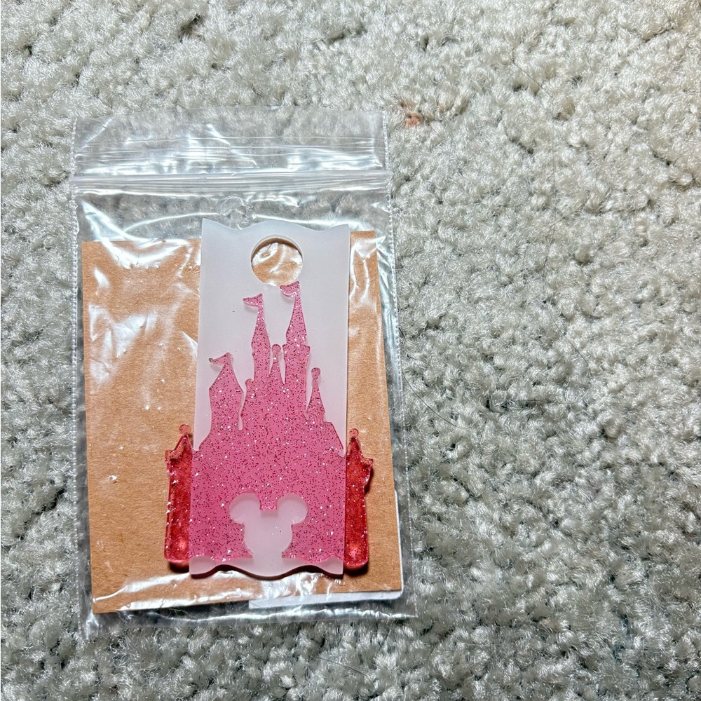 Pink Glitter Castle Tumbler Topper